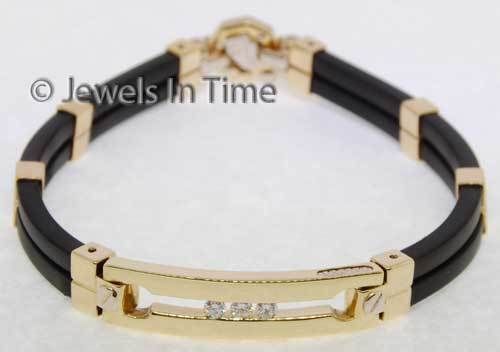 Mens Diamond Baraka Bracelet in 18K YG/WG and Rubber  