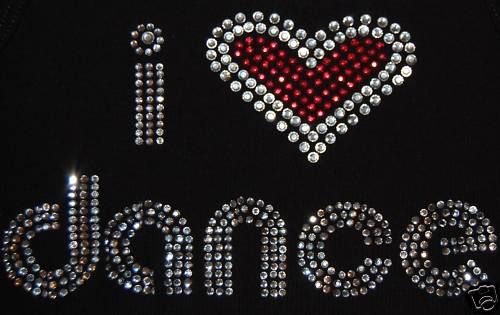 Dance I Love Dance Rhinestone Bling Top Tank Tee  