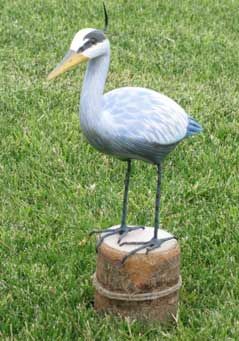  skill and time, hand carved this realistic looking GREAT BLUE HERON 