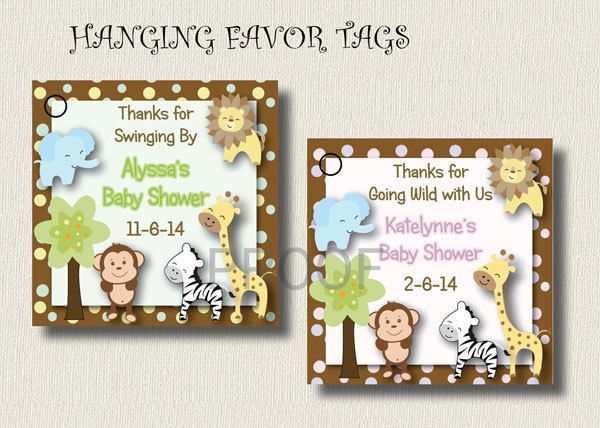   TAGS JUNGLE ZOO baby shower birthday party boy girl neutral  