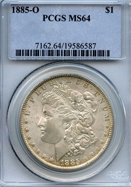 1885 O Morgan Dollar PCGS MS64 Pretty Reverse Toning  