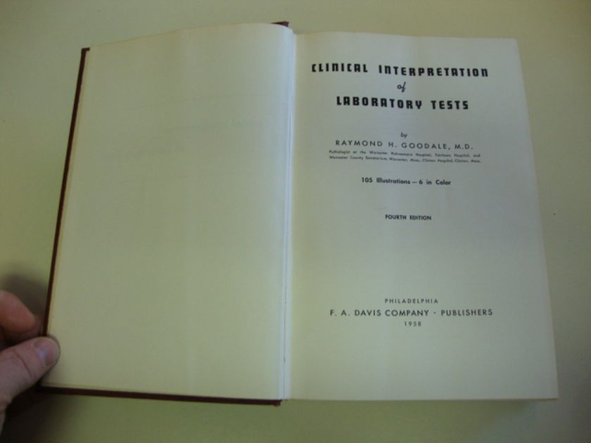 Clinical Interpretation of Laboratory Tests 1958 Illust  