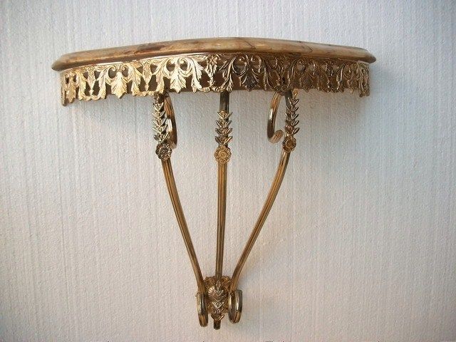 Old French bronze console table with mirror # 06880  