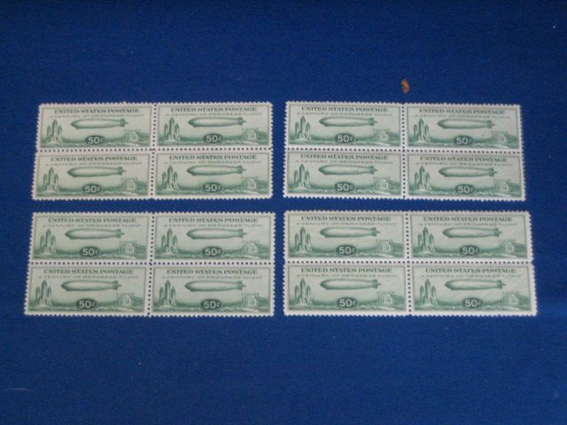 S1762A group of 25 Never Hinged C18 50C Graf Zeppelin Blocks of 4. All 