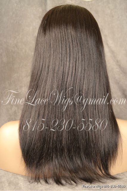 Glueless Indian Remy Full Lace Light Yaki Straight Wigs  