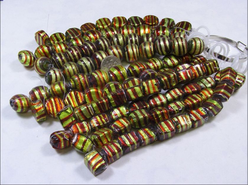 100 PCS INDIA FOIL LAMPWORK GLASS BEADS LOT (BD 485)  