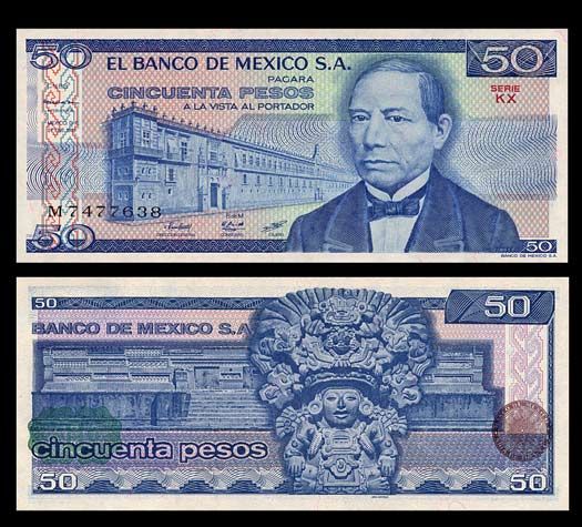 50 PESOS Banknote of MEXICO 1981 KX   ZAPOTEC God   UNC  