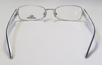 NEW LACOSTE 12229 48 18 130 BRUSHED SILVER/BLACK/WHITE EYEGLASSES 