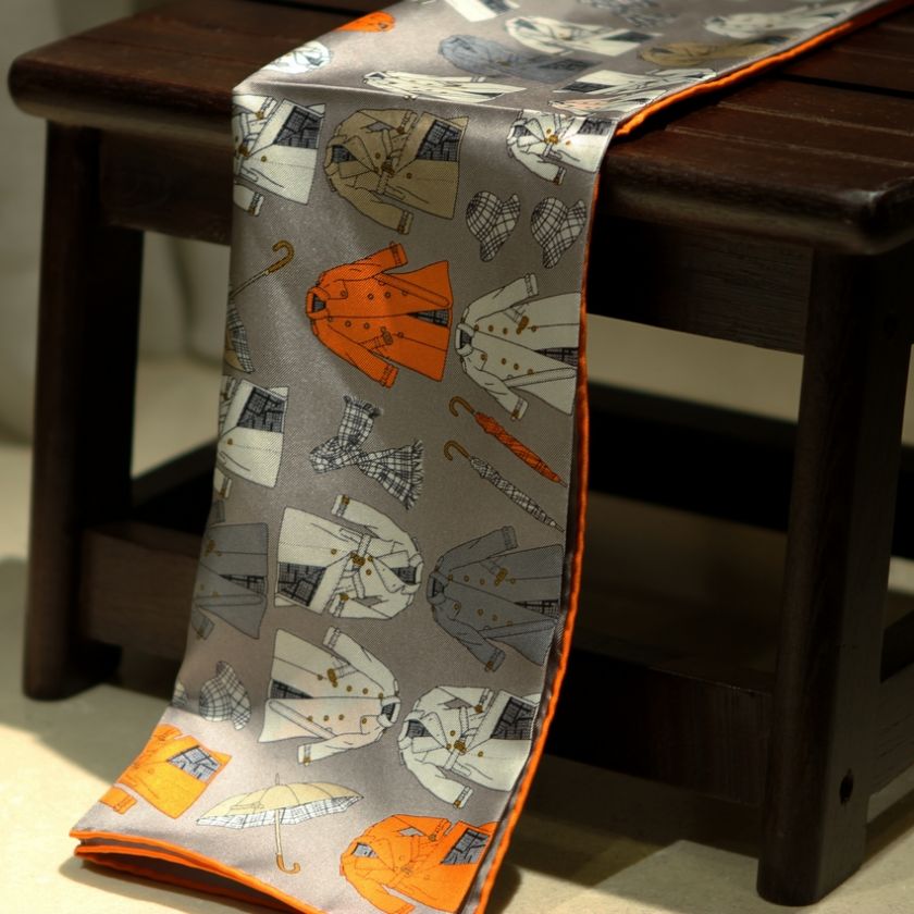 High Quality wind coat print Silk Small Pattern Scarf  