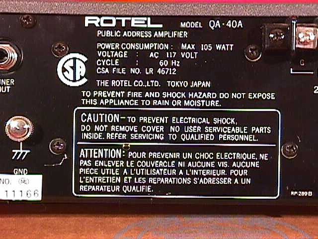 ROTEL QA40 PA Amplifier with AM / FM Tuner  