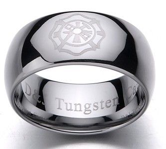 10MM TUNGSTEN FIREMAN FIREFIGHTER RINGS SIZES 7 15 TR37  