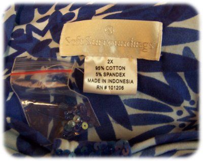 SOFT SURROUNDINGS~NWT~BLUE STARBURST BEAD TOP SHIRT~2X  