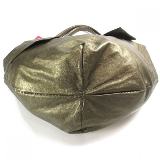 VALENTINO GARAVANI Leather Bow Bag Purse Tote Metallic  