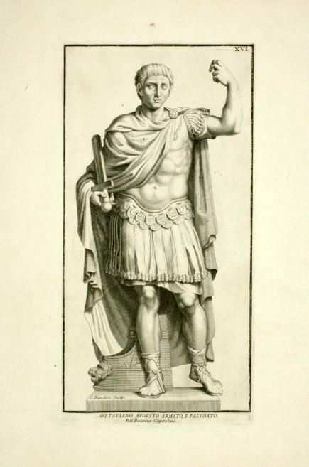 ANTIQUE PRINT OTTAVIANO AUGUSTO  EMPEROR de Rossi 1704  