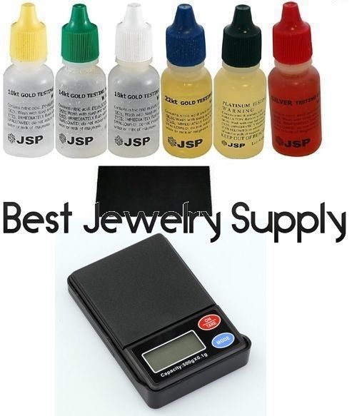 Gold Testing Acid Jewelry Kit w/ Stone w/ Digital Scale Test 10k 14k 