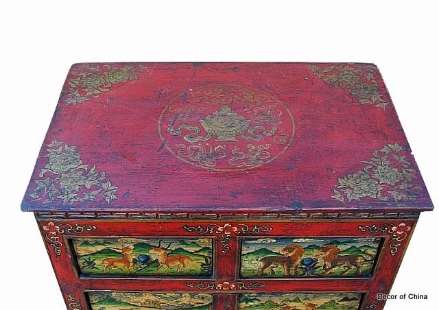 Nice Tibetan Painted Wood Cabinet Prayer Table DE18 03  