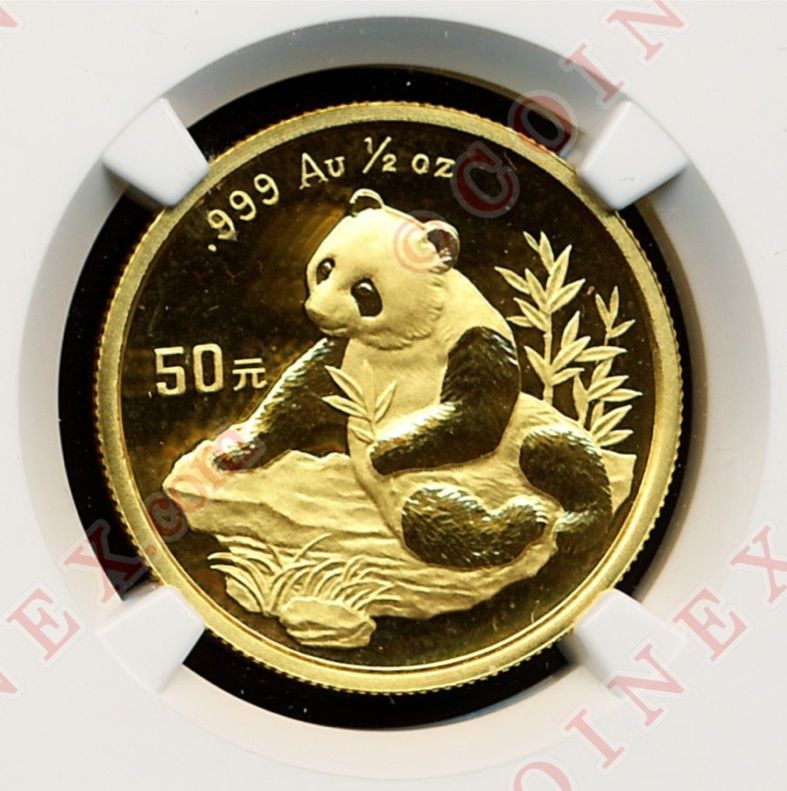 China 1998 1/2 oz Gold Panda 50 Yuan NGC MS68  