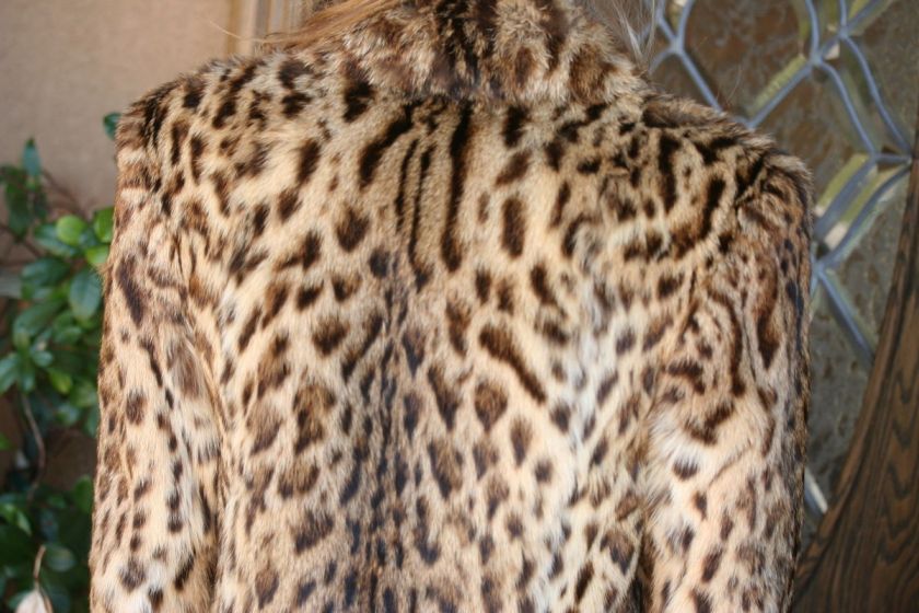 MINT VINTAGE FAUX LEOPARD OCELOT SPOTTED PATTERN FUR COAT  