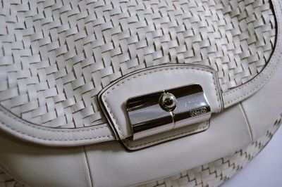   Coach Woven Kristin Round Leather Parchment Satchel 19312 $498  