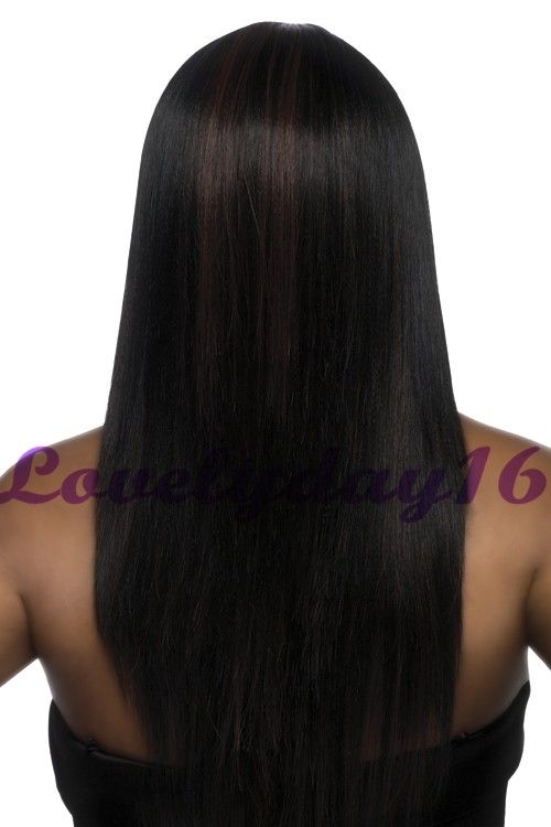 Long Lace front Wig 18~22 Mix #1b/30 Silky Straight 100% Indian 