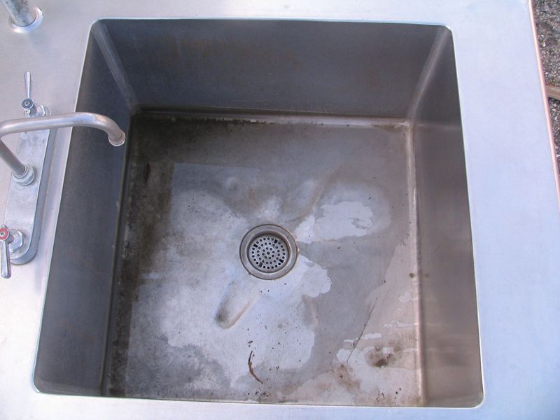 Commercial Kitchen Prep Table w/ Sink & Utensil Rack, Restaurant 