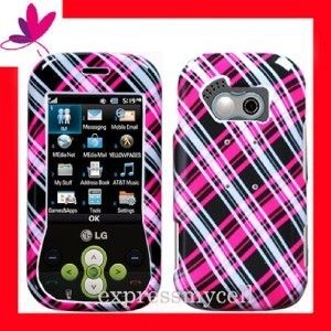 NEW Hard Case Cover for LG KS360 ETNA ~ HOT PINK PLAID  