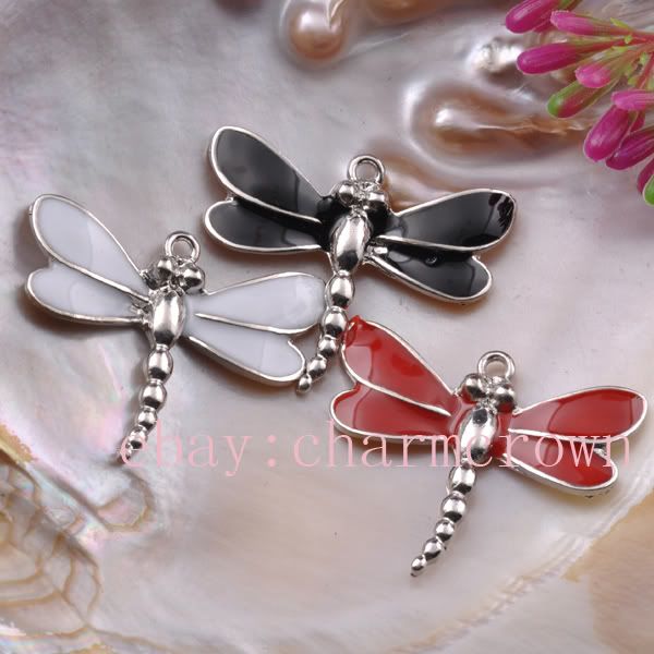 10pcs 18KGP Enamel Dragonfly Charm CC3462   