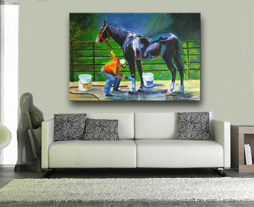 Original Realistic Acrylic Painting   RACE HORSE 36 X 24  