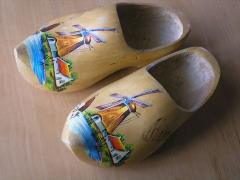 Vintage Large Authentic Dutch Wooden Clogs Clompen Shoes Holland 