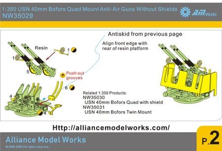   Works 1350 WWII USN 40mm Bofors Quad Mt wo/Shield NW35029  