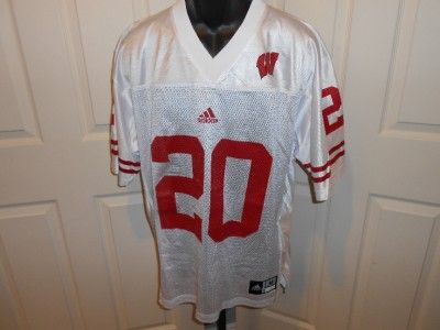 NEW Wisconsin Badgers #20 MENS Medium M Nice Adidas White Jersey 5iY 