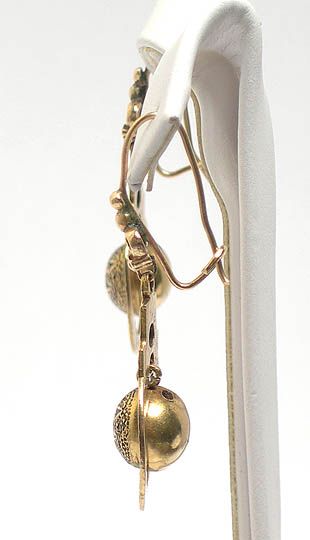 INTRICATE VINTAGE 14k GOLD DANGLING SPHERE EARRINGS  