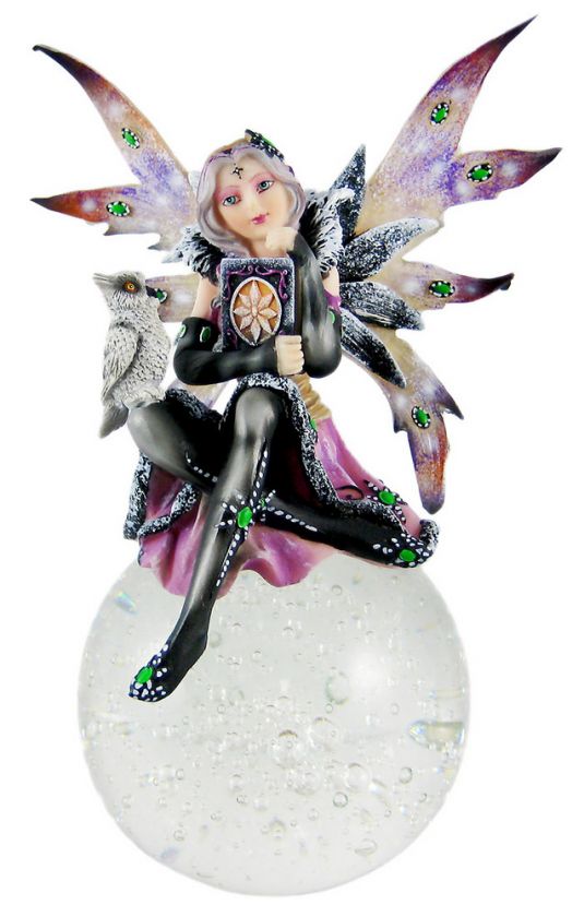 Large Winter Woods Bubble Fairy Statue W/ Owl Faerie Figure  