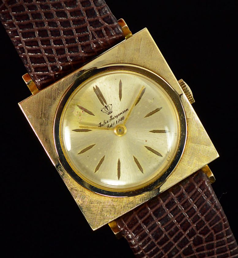 Vintage Mens Jules Jurgensen 14k Solid Gold 1950s Manual Wind  