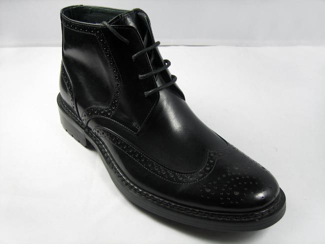 Mens Wing Tip real Leather boots Shoes TOP Sz 8  