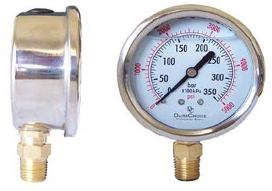 Oil Filled Pressure Gauge   SS/Br 3/8 Lower Mount 0 400psi  