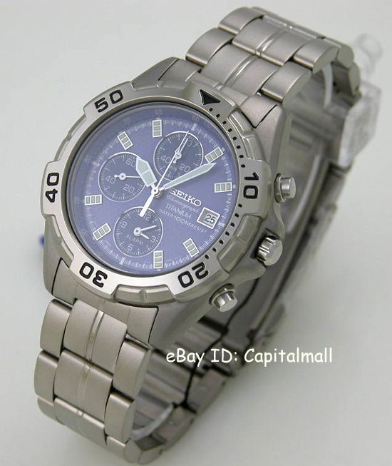 NEW SEIKO 100% TITANIUM CHRONOGRAPH ALARM 100M MENS WATCH LAST FREE 