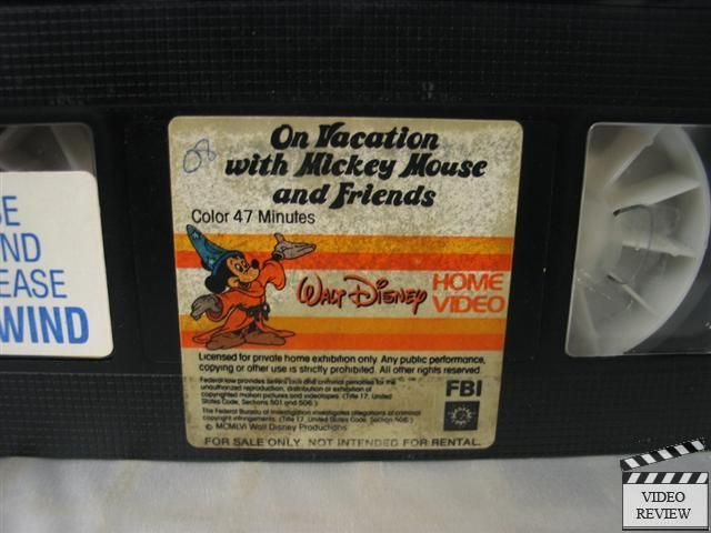 On Vacation with Mickey Mouse and Friends VHS Disney  