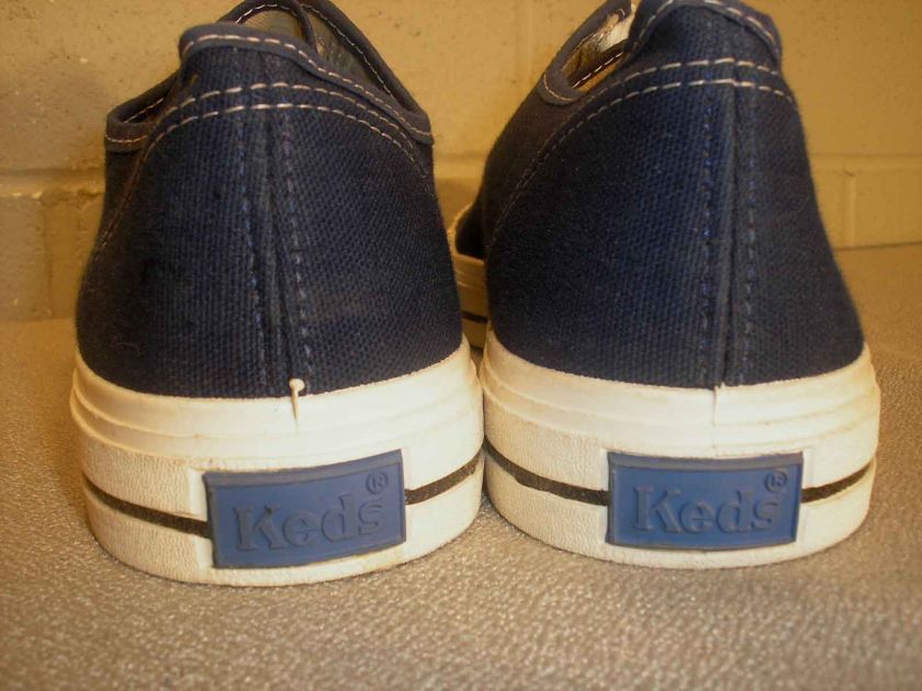 Sz 7.5 Vtg 70s MENS New KEDS CAP TOE Navy Blue SNEAKER Tennis NOS 