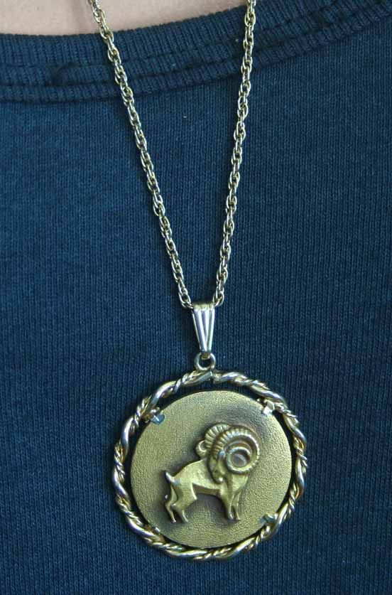 Anson Pewter 70s Art Moderne Aries Sign Pendant  