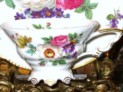   Floral cup, saucer, dessert ~ marked Bavaria Germany Fab  