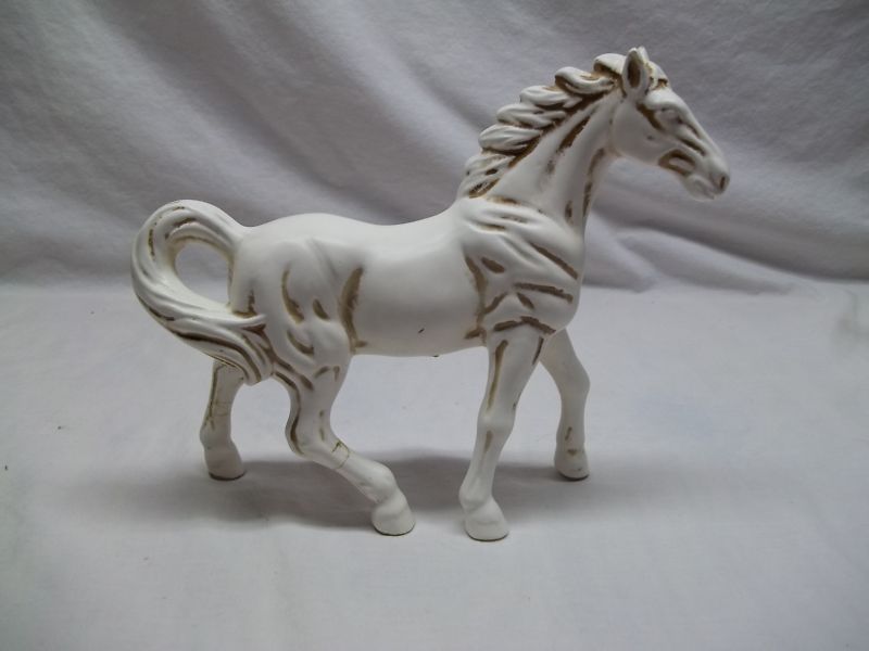 Vintage Old Japan Ceramic White Horse Figurine Blanco  