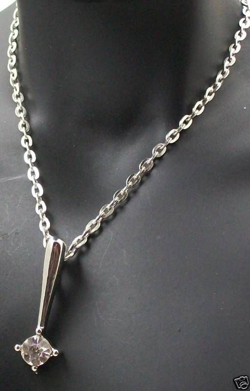 18K WGP Pendant Necklace Art Deco w/4.5mm CZ *NEW  