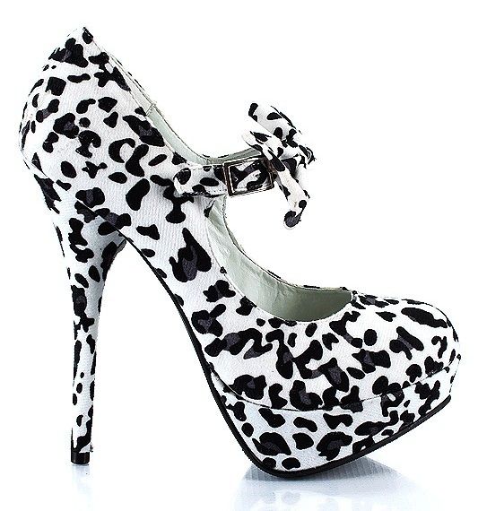 Liliana Aaliyah Mary Jane Bow Pumps {Black Leopard}  