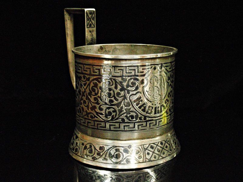 ANTIQUE ORIGINAL RUSSIAN NIELLO SILVER CUP  