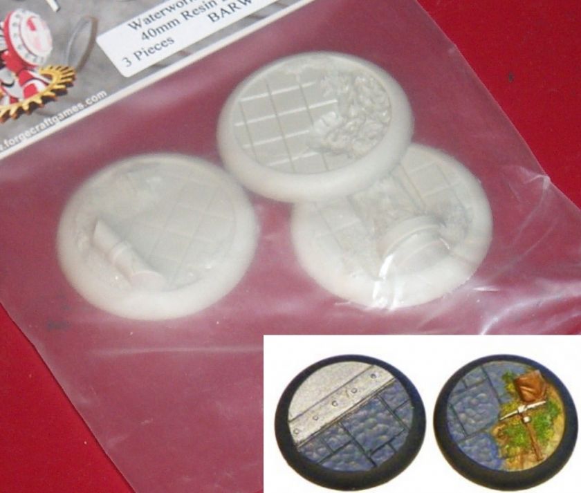 ForgeCraft BARWW250 Waterworks (3) 40mm Round Bases Rolled Shoulder 