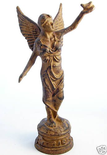 CAST IRON ANGEL STATUE FIGURINE 12 RUSTIC ANTIQUE STYL  