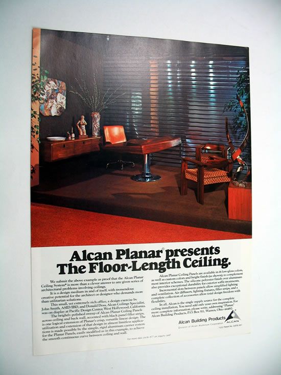 ALCAN Planar Ceiling System office design 1977 print Ad  