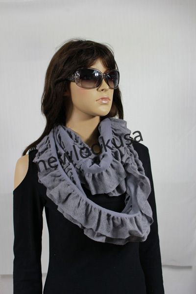 Xmas GiftSolid Loop Infinity Scarf/Shawl Grey/Gray  