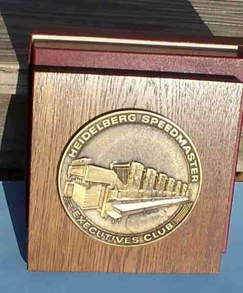 vint Heidelberg Speedmaster Excutive Club brass plaque  